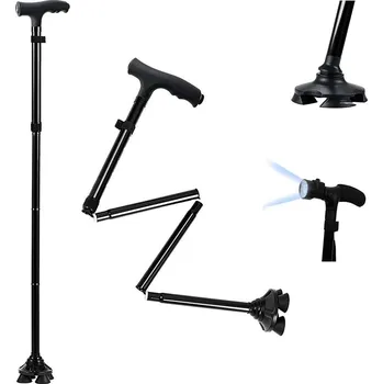 dobirkov.cz Skládací vycházková hůl s 6 LED svítilnou a podporou