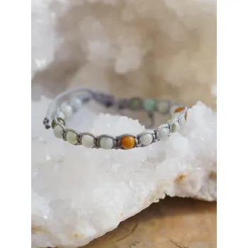 Náramek Shamballa náramek z barmského Jadeitu - dámský 6 mm šedý