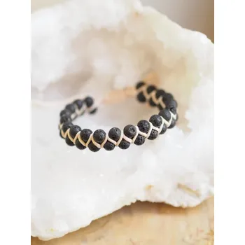 Náramek Lávový dvouřadý shamballa náramek - béžový