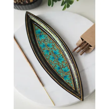 Vonná tyčinka Stojánek na vonné tyčinky malovaná dřevěná loďka