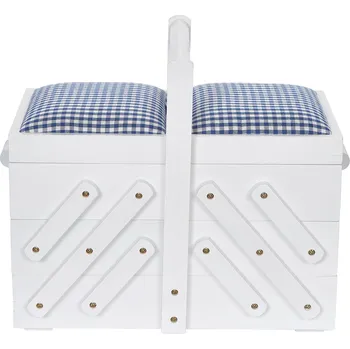 Organizér galanterie kazeta na šití dřevěná s látkou 36x19x30cm classic modern