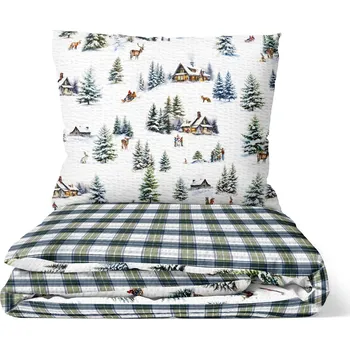 Povlečení DARRÉ Krepové povlečení Vánoce na horách - duo Velikost: 140 x 200 + 70 x 90