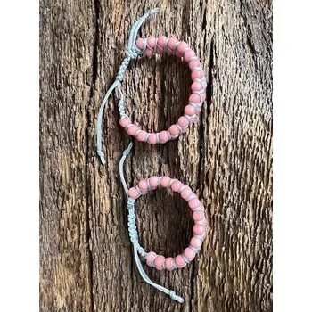 Náramek Jadeitový dvouřadý shamballa náramek pro maminku a dceru růžový