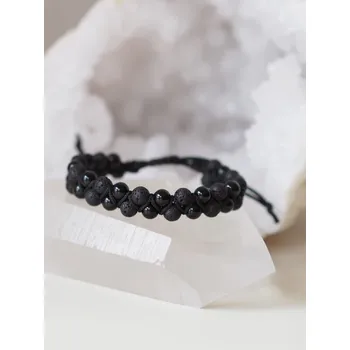 Náramek Harmonizační dvouřadý shamballa náramek z Onyxu a Lávy, unisex - 6 mm