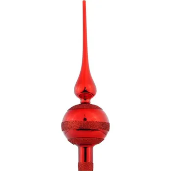 Vánoční ozdoba SEIZIS Špička skleněná se třpytem, 30x8cm, červená