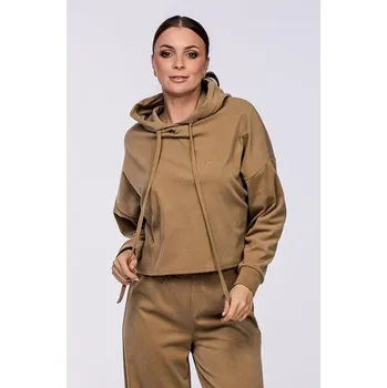 Dámská mikina Fleecová velbloudí krátká dámská mikina s kapucí a kapsami 651 velikost XL