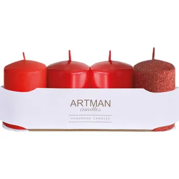 Svíčka Artman Svíčka adventní VÁLEC mix d6x10cm 4ks - odstíny červené