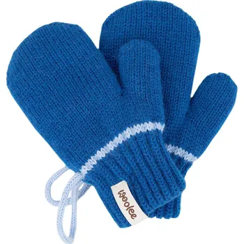 Rukavice Vlnka Dětské vlněné palčáky s poutkem modrá velikost oblečení XL