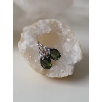 Náušnice Vltavín se Zirkony náušnice