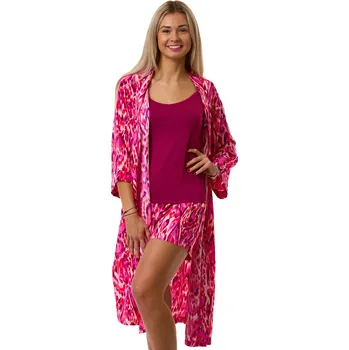 Dámský župan Lehký dámský komplet z plátýnka - růžový sen 1G0742 růžová xl