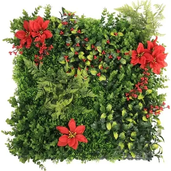 umělý živý plot MINI WALL GREEN Christmas star, dílec 50 x 50 cm (Realistická "živá" stěna)