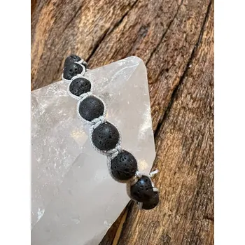 Náramek Lávový shamballa náramek pánský - šedý 6 mm