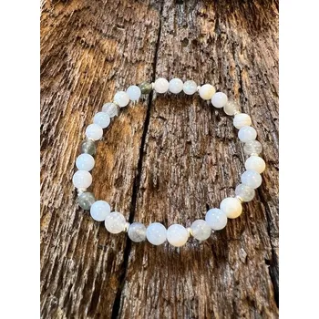 Náramek Náramek Sebeláska z Labradoritu Akvamarínu a Měsíčního kamene - pro silnější ruku