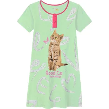 DÍVČÍ NOČNÍ KOŠILE zelená Kugo MC5853 (dívčí noční košile krátký rukáv)