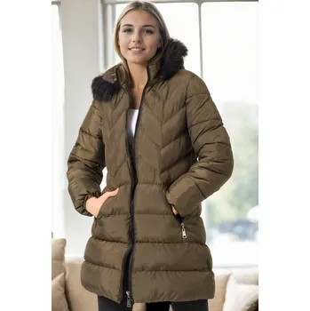 Z9759 DEWBERRY WOMEN'S COAT-KHAKI dewberry černá | kaki 3469428