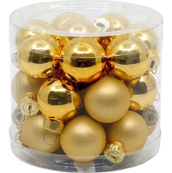 Vánoční ozdoba SEIZIS Kouličky skleněné 24 ks, 2,5cm, lesk/mat, zlaté