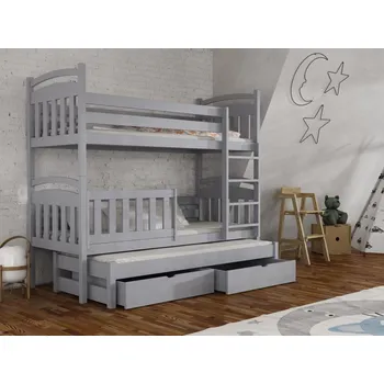 Dětská postel Patrová postel pro tři Kubuš Barva dřeva: Šedá, Rozměry: 80x180