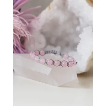 Náramek Shamballa náramek z růžového Jadeitu - šedý