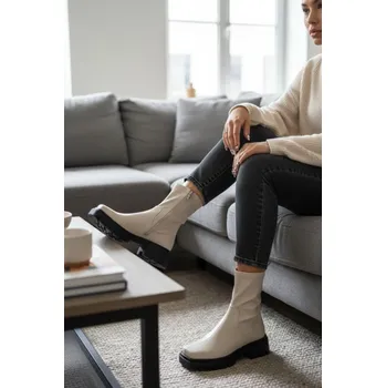 Dámské kozačky Kotníkové kozačky béžové Velikost: 36