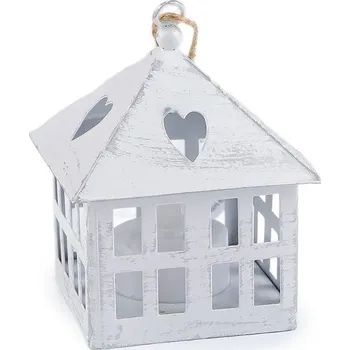 Svícen Kovová lucerna svítící k zavěšení - 11 bílá