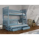 Patrová postel pro tři Kubuš Barva dřeva: Modrá, Rozměry: 90x200