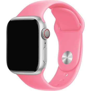Řemínek na hodinky Silikonový řemínek s kratší a delší přezkou pro Apple Watch 42mm / 41mm / 40mm / 38mm - jahodově růžový