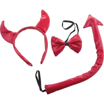 Karnevalový doplněk Sada čert rohy, motýlek, ocas