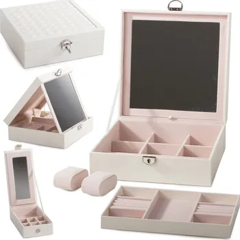 dobirkov.cz Box na šperky, organizér, uzamykatelný, bílý