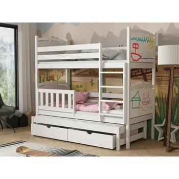 Dětská postel Patrová postel pro tři Florida Barva dřeva: Bílá barva, Rozměry: 80x180