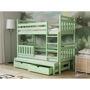 Dětská postel Patrová postel pro tři Pinokio Barva dřeva: Zelená, Rozměry: 80x180