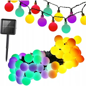 Potah na židli dobirkov.cz Zahradní girlanda, solární, vícebarevná, 40 LED, soumrakový senzor