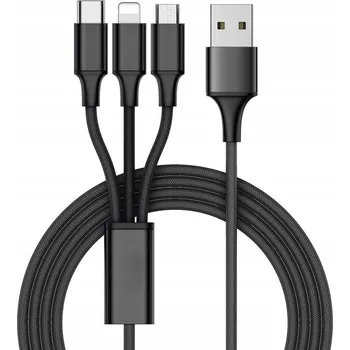 Kabel do PC dobirkov.cz 3v1 usb kabel pro telefon, iphone, micro usb, typ-c, 1,2 m, černý