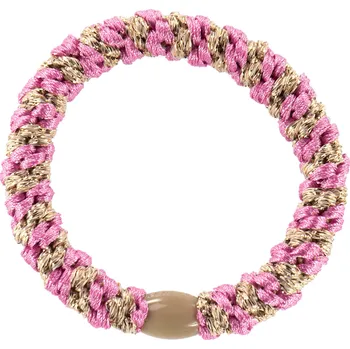 BON DEP Gumička do vlasů Kknekki "Bubblegum Beige Glitter Stripe"