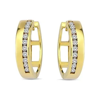 Náušnice Náušnice kruhy ze žlutého zlata se zirkony 14 mm ZE0780XJ72-4100 + Dárek zdarma