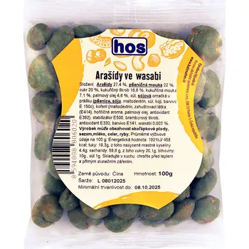 Slaná pochutina HOS Arašídy ve wasabi 100g 100g