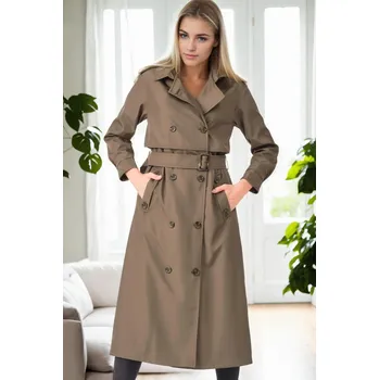 Dámské oblečení Z9674 DEWBERRY WOMEN'S TRENCH COAT-KHAKI dewberry kaki 3469433