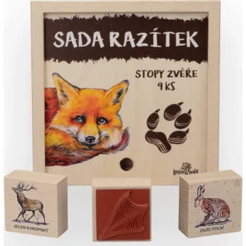Dětské razítko Lesní svět Razítka 9ks - stopy zvěře český popis