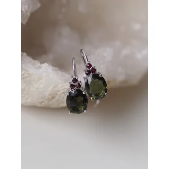 Šperk Vltavín s českými Granáty náušnice