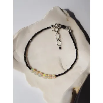 Šperk Náramek z etiopského Opálu a černého Spinelu s prodlužovacím zapínáním TOP kvalita