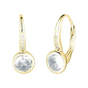 Náušnice Dámské stříbrné zlacené naušnice s čirými zirkony SVLE0081XH2GO06