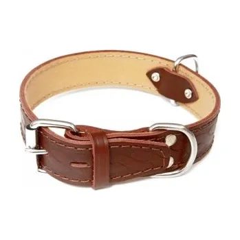 Obojek pro psa Kožený obojek HERRY zdobený vlisem hnědá 55cm