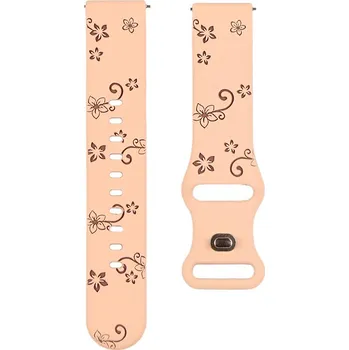 Příslušenství k chytrým hodinkám Madvell Silikonový řemínek Květiny růžová s bordó 22mm