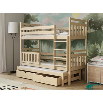 Dětská postel Patrová postel pro tři Pinokio Barva dřeva: Borovice přírodní, Rozměry: 80x180