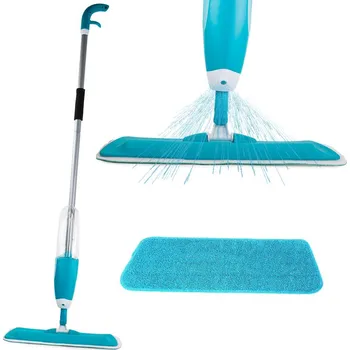 mop dobirkov.cz Plochý mop s rotačním rozprašovačem, rozkládací mop -modrý