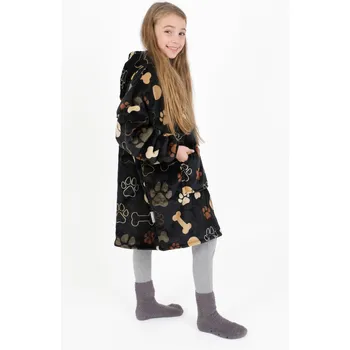 Dívčí mikina Beránková mikina mikroplyš – Psí tlapky černé velikost S dětská