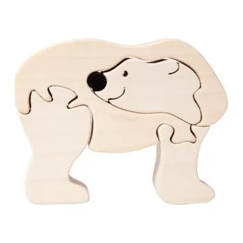 Puzzle Dřevěné mini puzzle medvěd bílý, FAUNA FAUNA TOYS