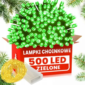 Vánoce SADA VÁNOČNÍCH SVĚTEL 500 LED ZELENÁ + DRÁTKOVÁ SVĚTLA 20 LED TEPLÁ BÍLÁ