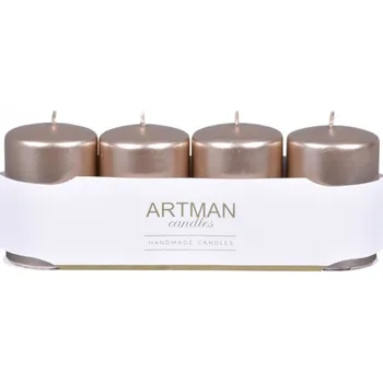 Svíčka Artman Svíčka adventní VÁLEC metalická d6x10cm 4ks - šampaň
