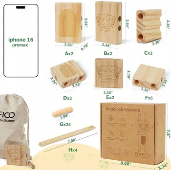 ostatní stavebnice Dřevěná Montessori Stavebnice pro děti hračka 44 dílků