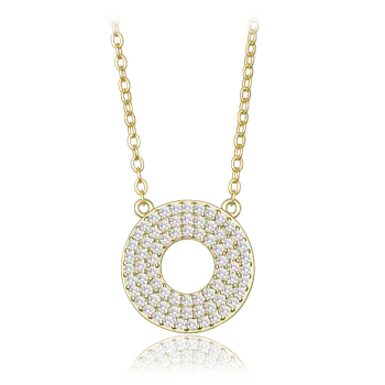 Náhrdelník 4465 MINET Luxusní pozlacený stříbrný náhrdelník kroužek s bílými zirkony